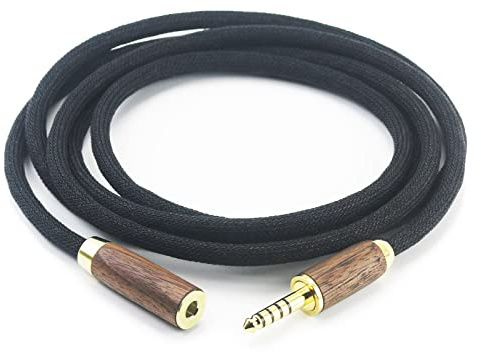 ABLET Cavo adattatore audio bilanciato da maschio 4,4 mm a femmina bilanciato da 4,4 mm maschio a femmina, cavo di prolunga 7N OCC, rame singolo cristallo placcato argento, guscio in legno di noce