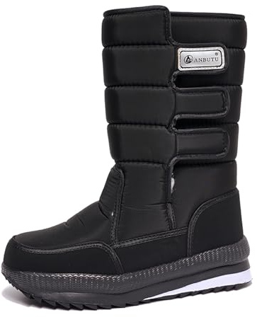 2025 Modelos de Par Botas para Hombres Mujeres Invierno Caliente Frío Con Acolchado Botas de Nieve Gruesas Zapatos Amarillo Neón Mujer 41, Negro , 47 EU