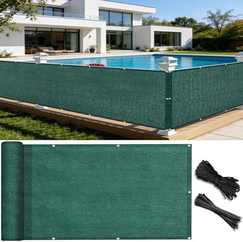 GUOJUN Pantalla Privacidad Balcón 40 x 400 cm Protección UV, Prueba de Viento, Transpirable Pantalla Protección de Privacidad de para Exterior Jardín, Verde Oscuro