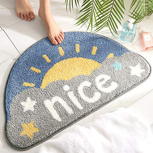 SDINAZ Badematte Teppiche rutschfest Waschbar Badteppiche Badvorleger Pads Badematten Duschmatten Halbkreis Badewannenmatten 75 * 45 cm