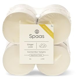 Spaas 8 x 8 Maxi bougies chauffe-plats citronnelle, ± 10 heures - blanc cassée - Ginger Love