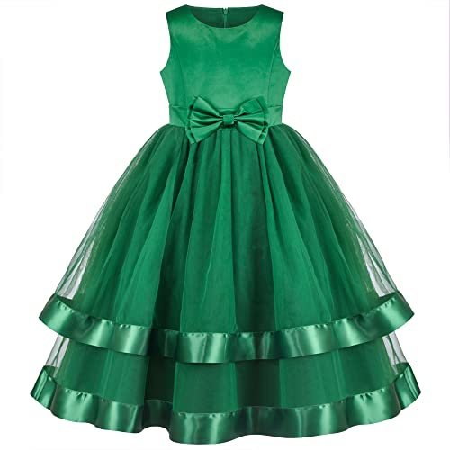 Vestido para niña Flor Verde Formal Fiesta Princesa Pageant Vestido de Fiesta 12 años