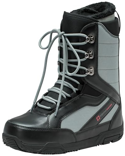 Alpine Swiss Men's Snowboard Boots | Waterproof, Custom-Fit Liner, Medium Flex for All-Mountain Riding, Winter Snow Boots Gray 9 M US