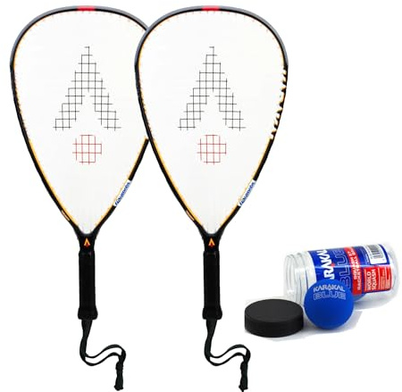 Karakal CRX Hybrid Racketball/Squash 57 Twin Racket Set includes Racketball balls