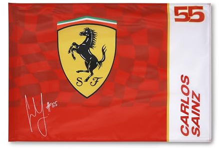 Drapeau de la Scuderia Ferrari Carlos Sainz #55 - Rouge - 90X60 cm