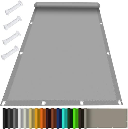 Sonnensegel Sonnenschutz Garten 1 x 5 m, Wasserdicht 98% UV Schutz Sonnensegel mit öSen Nach Maß inkl Befestigungsseile für Garten Terrasse, Hellgrau