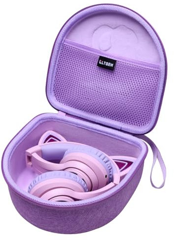 L LTGEM Hard Case for iClever BTH13/ HS20 / Usoun Cat Ear Kids Headphone, for Cat Ear Led Light Bluetooth Kids Headphones -Kid Portable Travel Bag (Case Only)