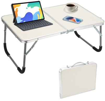BSDLZCH Folding Small Table-White, Klappbarer Esstisch, Multifunktionaler Klappbarer Lap Desk für Bett, Leichtes Klappbares Bett Couch Sofa Boden, Outdoor Garten Picknick Camping (Beige mit Muster)