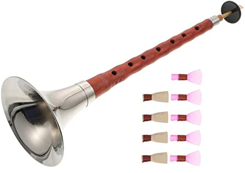 ifundom Suona Profesional China de Palo de Rosa Rojo en Tono, Instrumento Musical Étnico Tradicional para Principiantes, Lengüeta de Plástico, Fácil de Transportar y Color Aleatorio