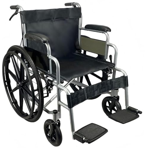 Lightweight Folding Wheelchair Self Propelled Large Mag Wheels Transit Attendant Brake Mobility Aid from FreeToBe (Silver)