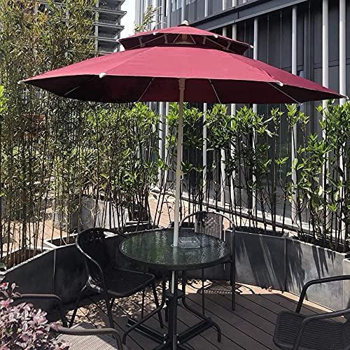 WOTZOV Parasol d'extérieur à Double Toit, Parasol de Jardin inclinable de 2,5 m, Forme Ronde, Protection UV, Tissu Oxford imperméable, pour Plage/pavillon/Balcon/terrasse/m，Rouge