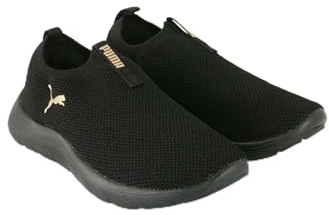 Puma Softride Remi Chaussures de Course à Pied à Enfiler en Tricot Wn's pour Femme, Noir doré, 37 EU, Puma Black Puma Gold, 37 EU