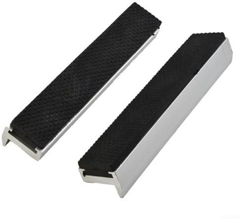 2PCS Magnetic Protective Vice Cover Set, Aluminum Alloy Rubber Jaw Pads with Anti-Slip Pattern for 3-8 Inch Workbench Vice(6 in/150mm)