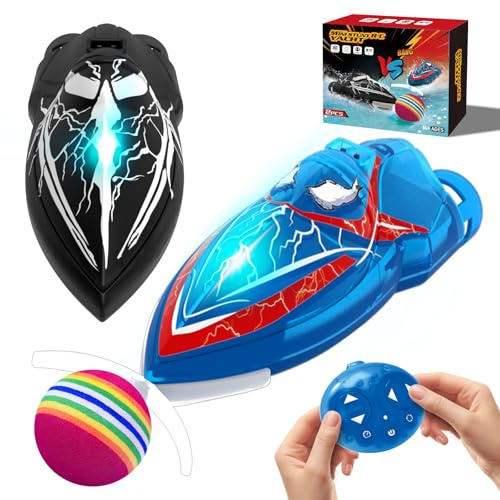 fromeasy 2-Pack Mini RC Boats with Floating Ball – 2.4GHz Remote Control Boats for Pools & Lakes, 2 Speeds, Auto Flip, Waterproof, Low Battery Alert, for Kids & Adults