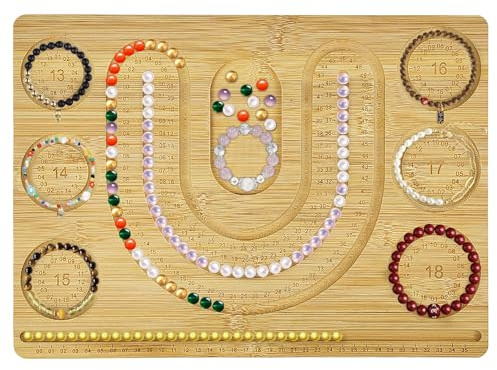 1 Pezzi Tavola per Braccialetti, Legno Massello, Strumento per Lavorazione con Perline, per Braccialetti, Collane, Creazione di Gioielli e Design Fai da Te (39,2 × 28 × 1 cm)