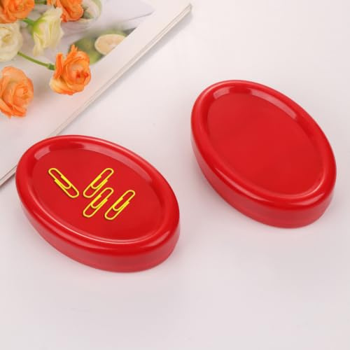 PATKAW Organisateur Magnétique de Trombones en Plastique Pp, Boîte à Trombones Rouge, 2 Pièces, pour Bureau et École, Maintien Sécurisé des Pièces Métalliques