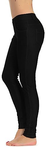 Prolific Health Women's Jean Look Jeggings Tights Yoga Many Colors Spandex Leggings Pants S-XXL (XX-Large, Black)