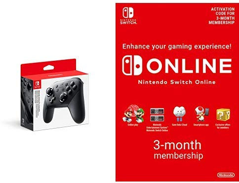Nintendo Switch Pro Controller Black + Switch Online 3 Months [Download Code]