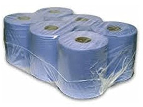 HRDL 6 x Blue Paper Rolls - 2 Ply Embossed Centre Feed - Hand Towel Tissue Rolls - SIRIUS BRAND