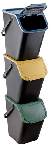 Go Practic Pattumiera da Cucina, Raccolta Differenziata Cucina, Set da 3 pezzi 25L, Secchiello Domestico,Cestino Per Rifiuti, Secchio per Immondizia, Casa Contenitori