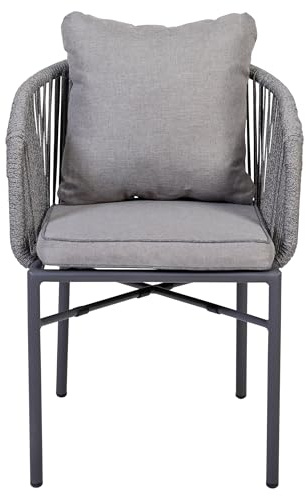 greemotion Stapelsessel Calgary, Aluminium Gartenstuhl mit 100% Polyester Sitzkissen, Silber/grau