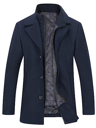 YOUTHUP Cappotto in Lana con Gilet da Uomo Invernale Cappotti Corto di Lana Casual Trench Coat