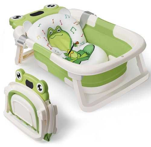 DEANIC Faltbare Baby Badewanne, Babybadewanne Neugeborene von 0-24 Monaten Geeignet, Portable Baby Bathtub Nimmt Keinen Platz Weg, Baby Wanne (Grün)