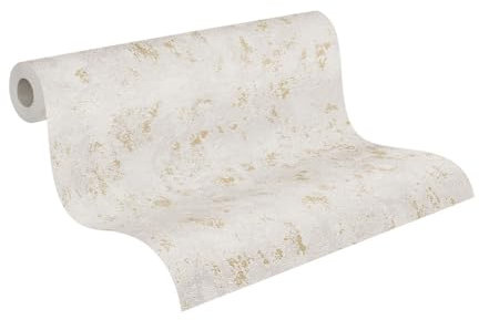 A.S. Création Papier peint texturé gris doré métallisé - 393871 - Papier peint non tissé de qualité supérieure pour chambre à coucher - 10,05 m x 0,53 m - Fabriqué en Allemagne