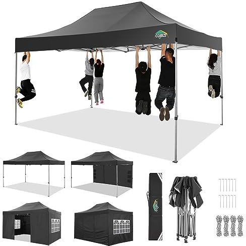 COBIZI Tonnelle de Jardin Tente 3x4.5 étanche Stable,Pavillon de Jardin Protection UV avec 4 Parties latérales Festival Tente de réception Protection Solaire Pavillon pour Mariage, Jardin, Noir