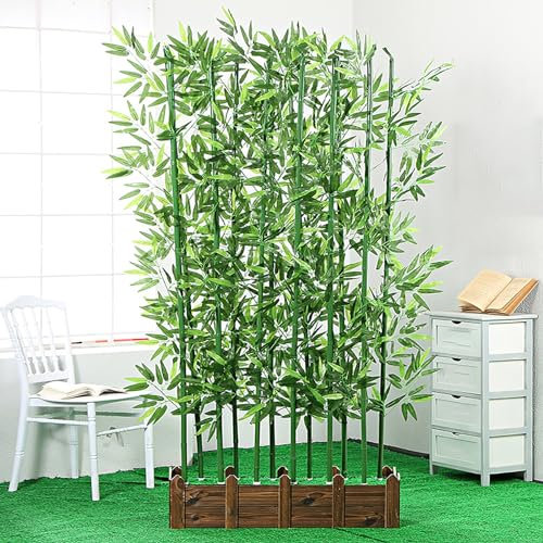 Biombo artificial de bambú con base de madera, árbol de plantas de piso de bambú sintético para decoración del hogar y la oficina, divisor de habitación independiente (80 x 150 cm)