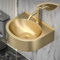 Eckwaschbecken Aus Edelstahl,Wandhängendes Aufsatzwaschbecken Badezimmer,Oval Eckig Waschbecken,Modernes Waschbecken,Waschbecken Gäste Wc,Handwaschbecken Klein Gäste Wc,Für Kleine Räume(Gold)