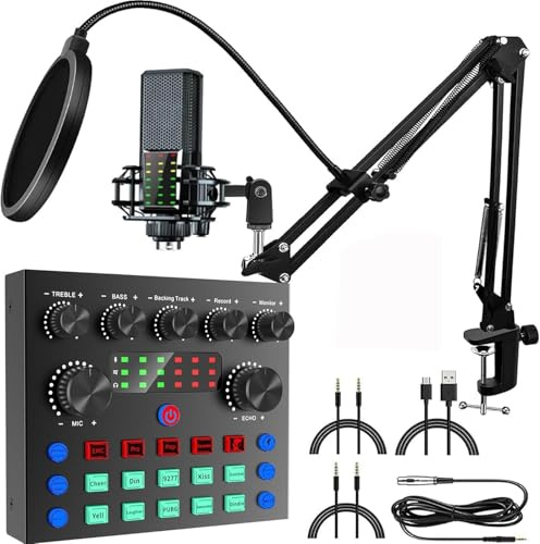 Mesa de Mezclas Dj Set Tarjeta de Sonido Externa USB, Sicomne Interfaz Audio Controladora DJ Set con Mezclador Audio Cambiador de Voz, para Streaming Gaming Karaoke Youtube Multicolor