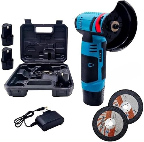 MF artSHOP Smerigliatrice Angolare a Batteria, 48V 8000mAh, 19500 RPM, Disco 76mm, Kit Completo con Valigetta e 2 Batterie, Mini Flex