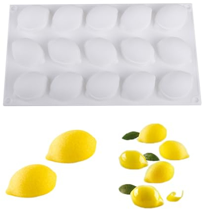 Stampo in silicone a forma di limone, stampo in silicone per dessert al limone mousse, 29,7x17,5x2,8 cm, stampo francese per dessert e torte a forma di frutta, decorazione per torta mousse, per la