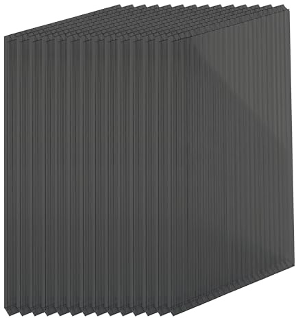 Relaxdays Set 14 lastre a Doppia Parete 4 mm, per Serra, 121x60,5 cm, policarbonato, Antracite