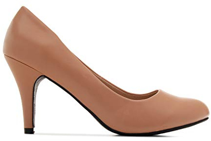 Andrés Machado - Zapatos de Tacón para Mujer - Tacón Fino - AM422 - Tallas pequeñas, Medianas y Grandes - Estilo Retro - Talla pequeño - Tejido Simil Piel Nude - Talla EU 42