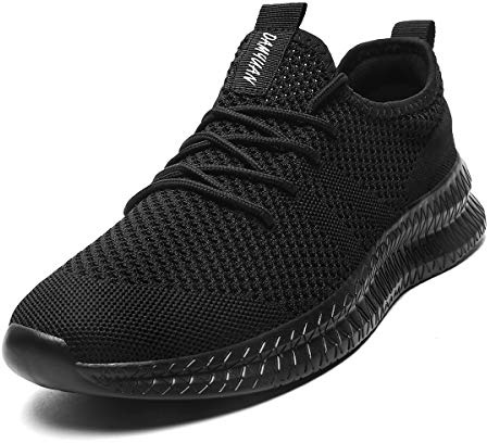 Tvtaop Hommes Baskets Chaussures De Course sur Route Sneaker Gym Athlétique Respirant Sports De Plein Air Jogging Fitness Antidérapant Léger Confortable Casual Chaussures De Marche,Noir 39 EU