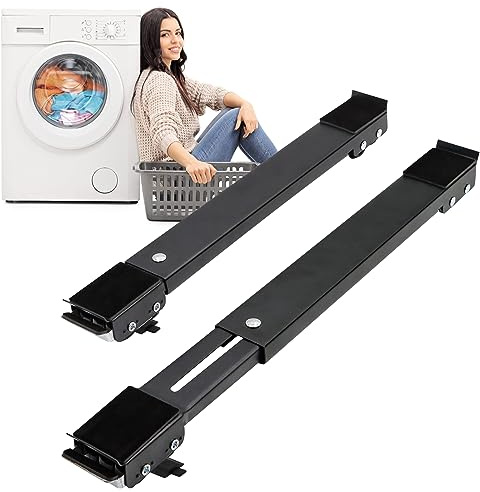 Extendable Furniture Appliances Rollers, Mover Tools with 24 Roller & Brake Equipment for Heavy Washing Dryer Machine Refrigerator for Mobile Wheels Strong Base Stand Hold Up to 660 lb Black