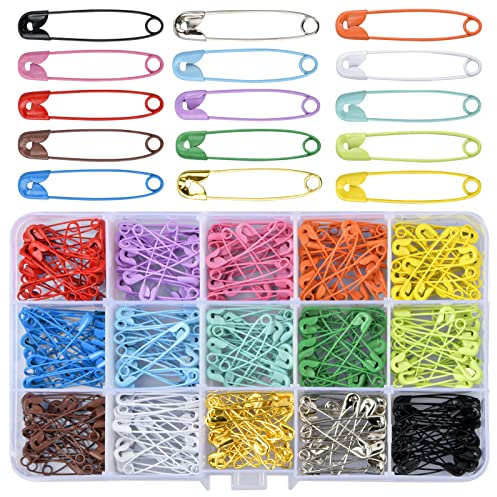 Vesaneae 300 spille colorate da 31 mm, in metallo resistente alla ruggine, kit di accessori per cucito a maglia, abbigliamento fai da te, 15 colori