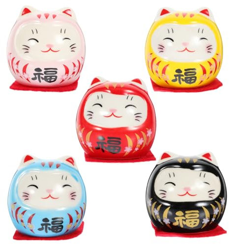 NOLITOY Japonés De Cerámica 5 Piezas Adornos Tradicionales Zen Decoración del Hogar Feng Shui para Escritorio Y Sala De Estar
