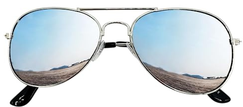 Mustavo Childrens Silver Mirror Sunglasses Kids Childs Boys Girls Mirrored Lense Lightweight Frame UV400 Retro Classic Pilot Style