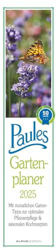 Alpha Edition - Paules Gartenplaner 2025, 11,3x49,5cm, Streifenkalender mit einer Spalte für Termine, viele Tipps und Informationen rund um den Garten und deutsches Kalendarium