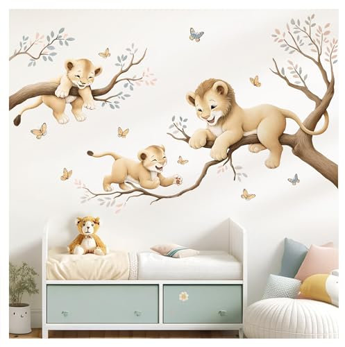 Little Deco Wandtattoo Dschungeltiere Löwen auf Ast DL5027 L