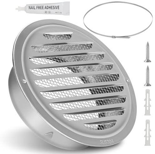 EFUTURETIME Griglia Aerazione 150mm Tonda in Acciaio Inox con Rete Metallica, Bocchetta Aerazione per Cucina, Bagno e Esterno
