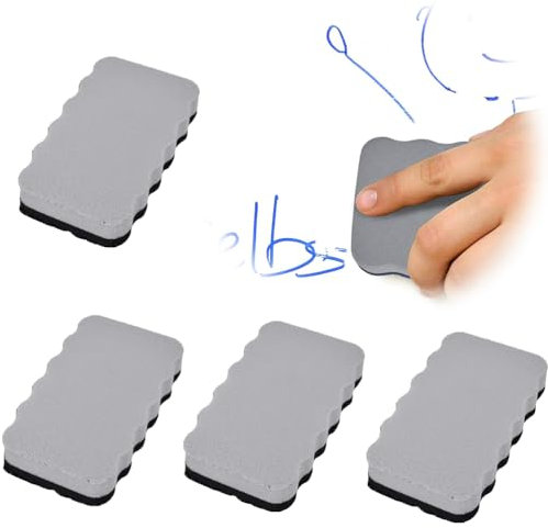 4er Set Whiteboard Schwamm, Magnetische und Handwaschbare Whiteboardlöscher, Mikrofaser Whiteboard Radierer für Flipchart, Memoboard, Magnettafel, Schreibtafel (4 Grey)