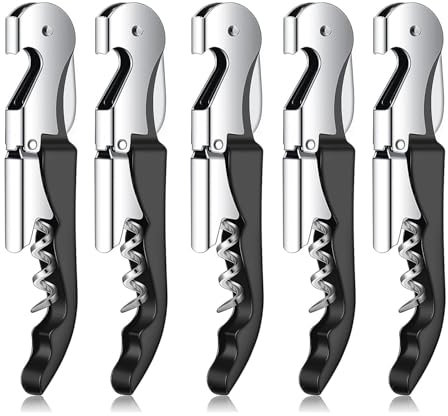 Wine Opener Set (5 Pack) - Professional Waiter's Friend Corkscrew and Bottle Opener, Premium Stainless Steel Corkscrew for Wine and Beer, Ideal for Sommeliers and Waiters, Durable and Efficient