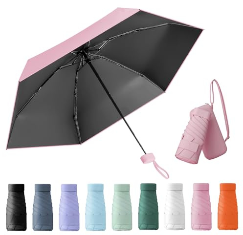 Wydexint Parapluie Compact Pliable, Parapluie Anti Uv, Mini Parapluie Pliant,Parapluie Mini, Livré Avec Une Boîte à Capsules De Voyage, Imperméable Et Coupe-Vent