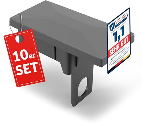 Qualinos 10x Zaunkappen Kunststoff 40x60mm mit Sicherungssteg | Pfostenkappen für Doppelstabmattenzaun | Abdeckkappen UV-stabilisiert | Zaunpfosten Kappen Made in Germany (Silber/Verzinkt 9006)