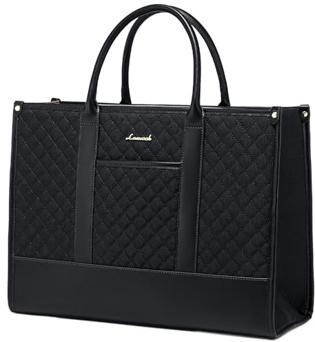 LOVEVOOK Laptoptasche Damen 14 Zoll, Wasserdicht Arbeitstasche Handtasche Klein Schultasche Shopper Business Tasche Aktentasche Lehrertasche, Tote Bag Notebooktasche für Büro Uni Schwarz