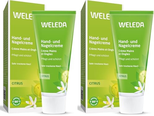 WELEDA - Crème Mains et Ongles nourrissante Citrus - Pour apaiser et adoucir les mains sèches et les ongles abîmés - NATRUE* - 50ml (Lot de 2)